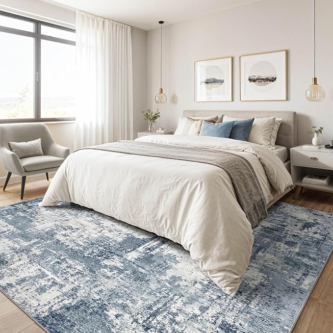 7x9 Area Rug Living Room: Washable Large Abstract Modern Soft Rug Stain - Image 4