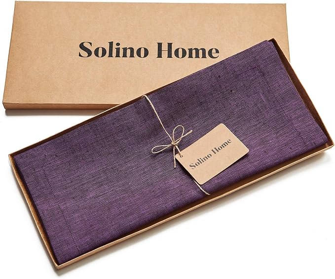 Solino Home 100% Pure Linen Table Runner Grape Long, Athena 14 x 144 in | Table - Image 5