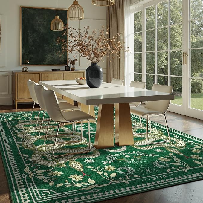 DCX Washable 9x12 Snake Rug, Soft Low Pile Carpet, Kid & Pet Friendly - Image 3