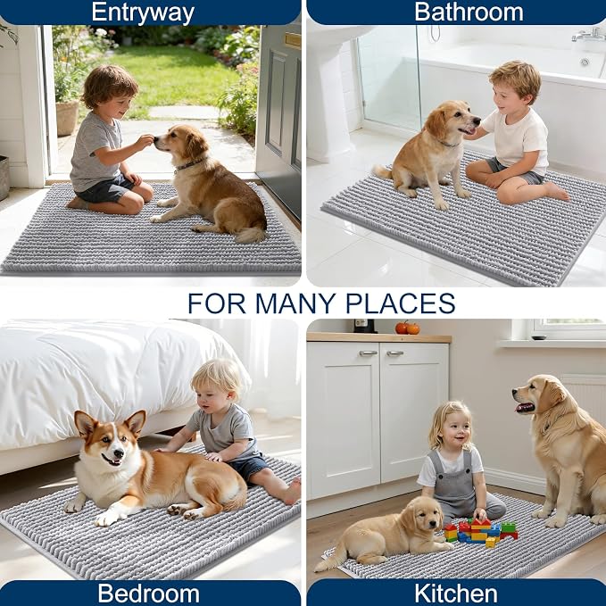 OLANLY Dog Door Mat for Muddy Paws 40x32, Ultra Absorbent Chenille Mud Doormat - Image 8