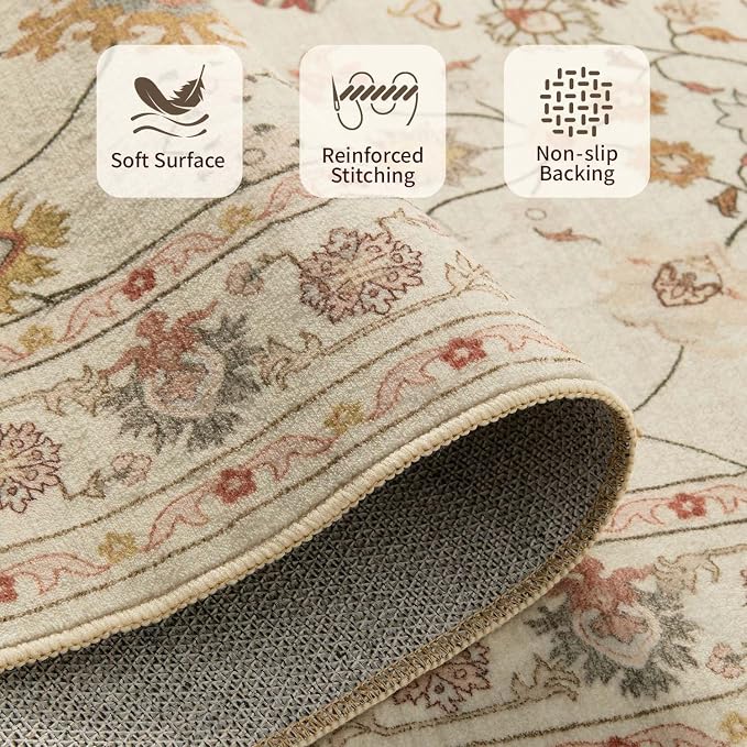 Rugxara 2x10 Floral Runner Rug, Washable Runners - Image 4