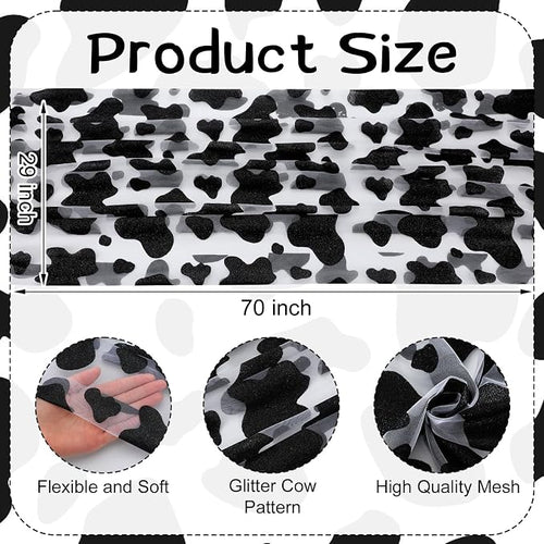 4 Pcs Cow Print Table Runners 29 x 70 inch Cow Print Glitter Lace Table Runner - Image 2