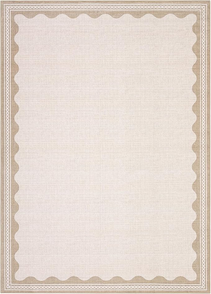 GarveeHome Scalloped 3x5 Rug Washable Non-Slip Low-Pile Indoor Rugs - Image 4