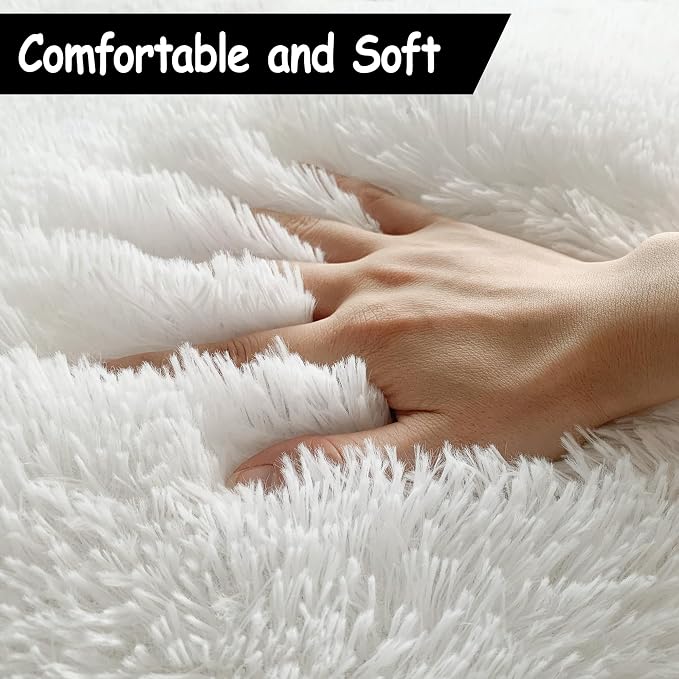 2x5 Feet White Soft Runner Rug for Bedroom Bedside, Fluffy Washable Runner - Image 5
