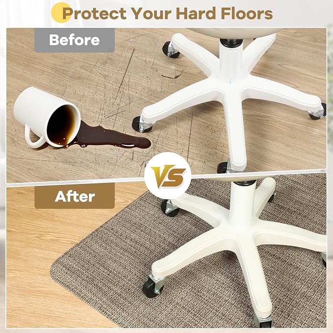 BesWin Large Office Chair Mat for Hardwood Floor, Heavy Duty Anti-Slip Floor - Image 2