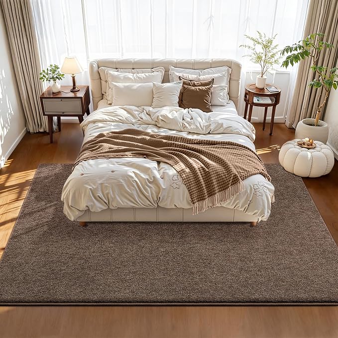 Pettop 4x6 Brown Area Rugs for Living Room Bedroom, Thickened Memory-Foam Throw - Image 3