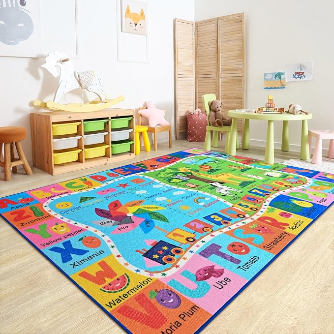 Kids Rug for Playroom, 6x9 ABC Educational Carpet for Classroom, Fun Alphabet - Image 7