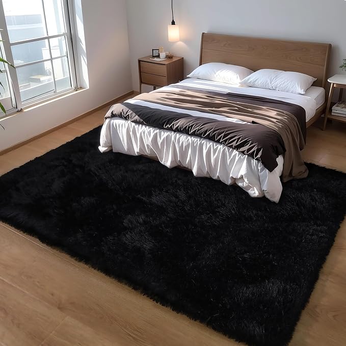 Black Fluffy 9x12 Large Area Rugs - Image 6