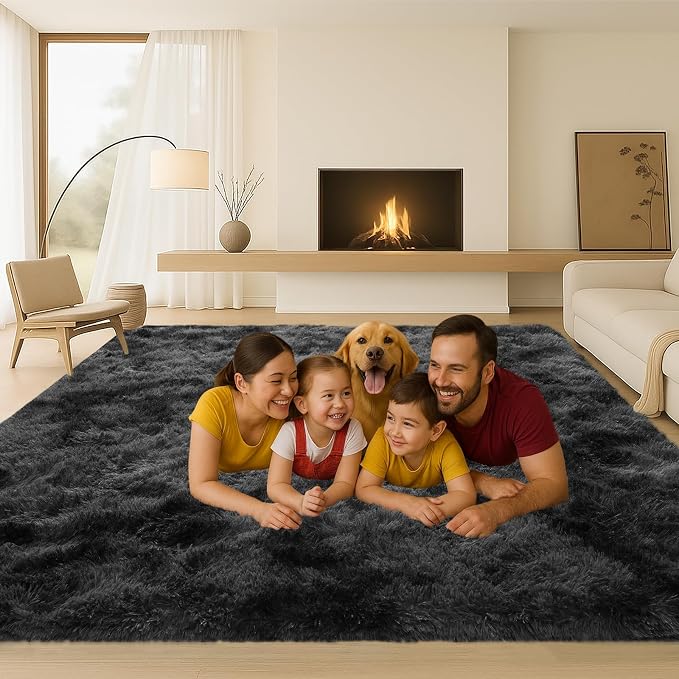 5x7 Plush Fluffy Area Rugs, Large Soft Carpet, Upgraded Non-Slip Rectangular Rug - Image 3