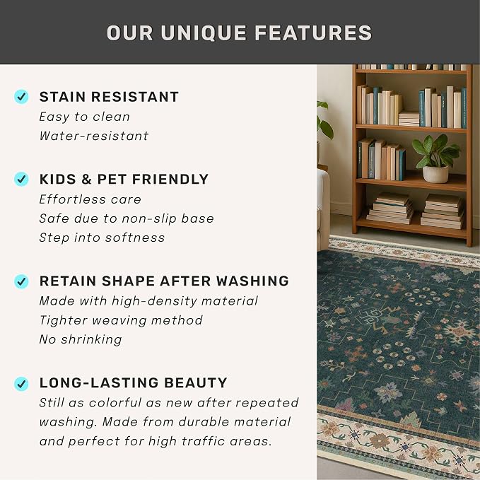 Hazo Haus Dark Green Hallway Runner Rug 12 ft Long - Image 8