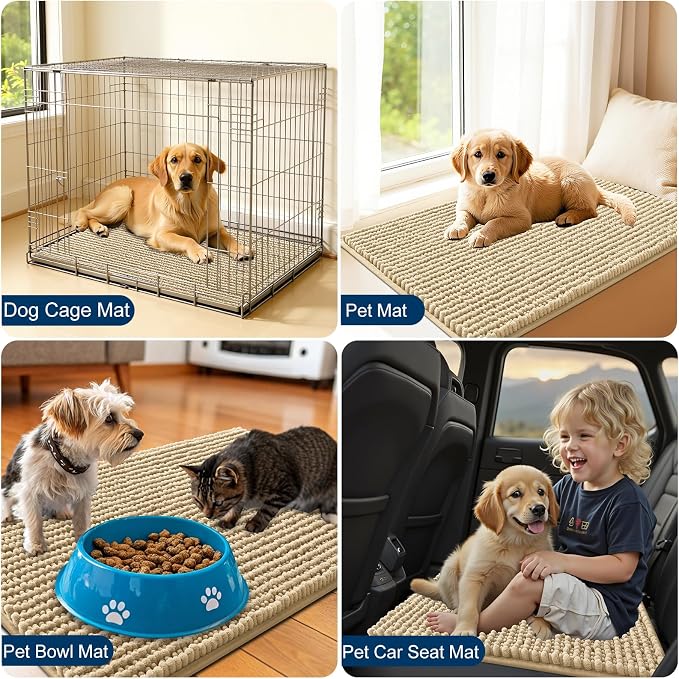 OLANLY Dog Door Mat for Muddy Paws 47x24, Ultra Absorbent Chenille Mud Doormat - Image 7