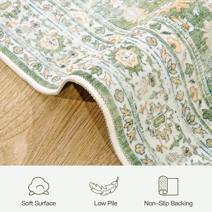 Lofus 8x10 Area Rug for Living Room, Light Green Washable Area Rugs - Image 7