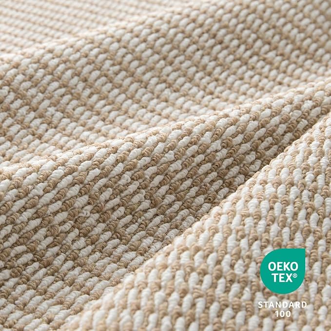 Dirt Trapping Door Mat 32x48, Taupe & White Faux Jute Entryway Rug | Low-Profile - Image 6