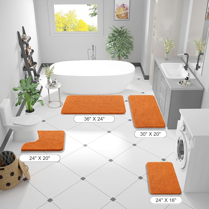 OLANLY Small Bathroom Rugs 24x16, Extra Soft Absorbent Chenille Bath Rugs - Image 2