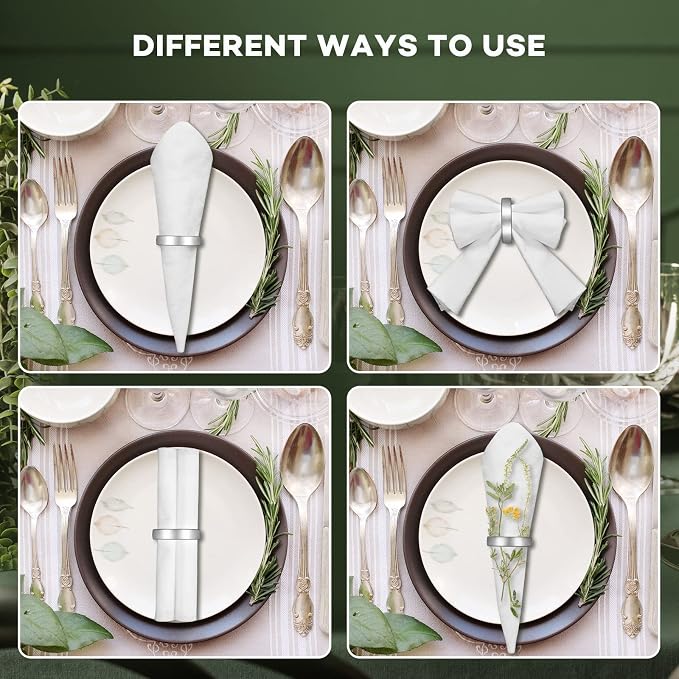 8 Pcs Stainless Steel Napkin Rings Metal Napkin Ring Holders Fall Thanksgiving - Image 4