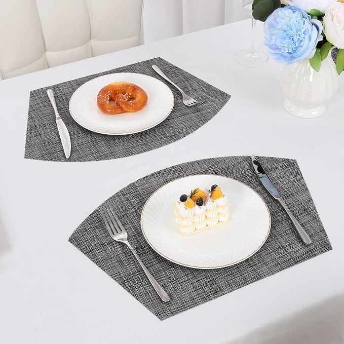 SHACOS Wedge Placemats Set of 4 Woven Vinyl Placemats - Image 5