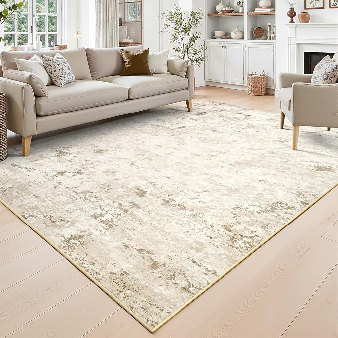 Toneed Abstract Area Rug 5x8 Modern Washable Rug Soft Non Slip Rug Low Pile by Toneed