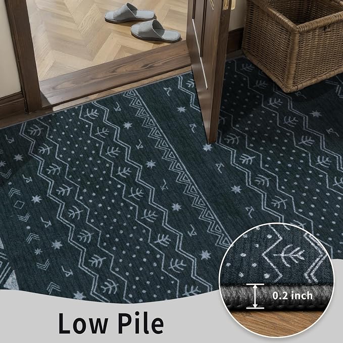 SERISSA 2x4 Rugs for Entryway, Washable Non-Slip Grey Small Runner Rug - Image 7