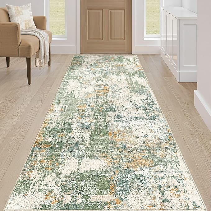 Runner Rug Kitchen Washable Rugs: 3x8 Non-Slip Abstract Soft Modern Stain - Image 4