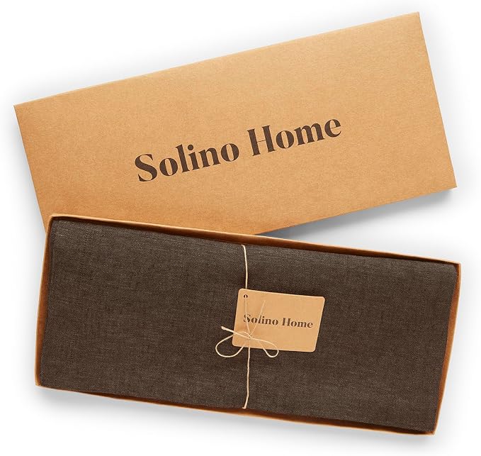Solino Home 100% Pure Linen Table Runner Brown Woven, Athena 14 x 36 in | Table - Image 6