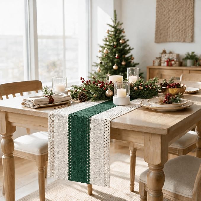 Artoid Mode Dark Green Farmhouse Rustic Table Runner 12x48 Inch | Seasonal - Image 4
