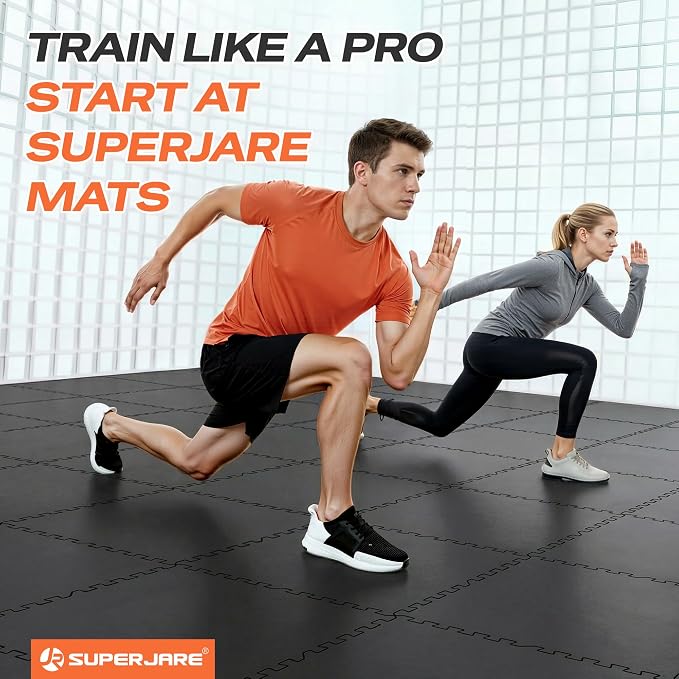 SUPERJARE 0.56'' Thick 6 Pcs 24 Sq Ft Rubber Top Exercise Equipment Mats - Image 3