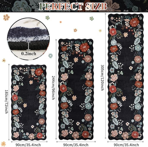 3x8 Runners for Hallways, Vintage Floral Kitchen Runner Rug - Image 2