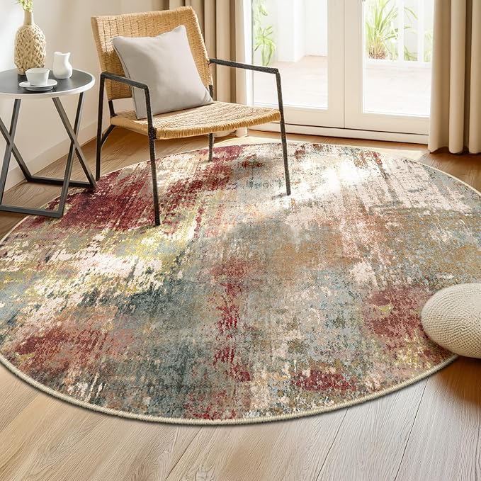 RELEANY Washable Area Rugs 6ft Non-Slip Modern Abstract Soft - Image 3