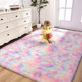 FlyDOIT Large Area Rugs for Living Room, 5x8 Feet Tie-Dyed Rainbow Shaggy Rug by FlyDOIT