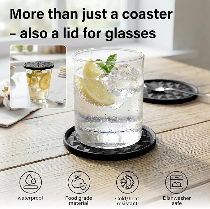 Silicone Drink Coasters Set of 6, Desk Cup Coaster | Prevents - Image 7