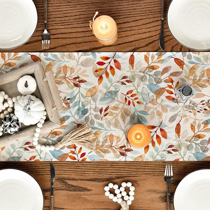 Artoid Mode 210 GSM Fall Table Runner 13x60 Inch Home Party Decor | Beige - Image 4