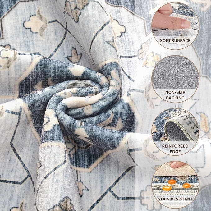 6x9 Washable Area Rug, Large Rugs - Image 7