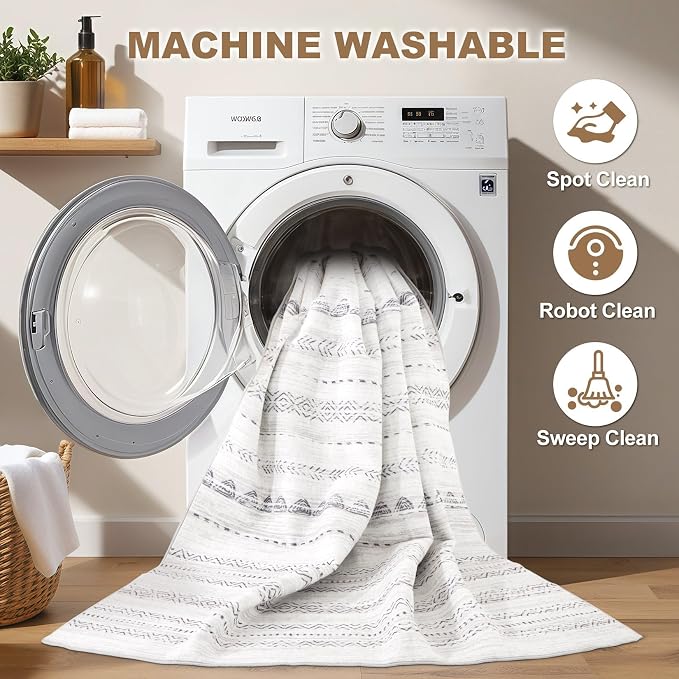 Nakagishi Runner Rug Kitchen Washable Rugs: 2x6 Non-Slip Boho Soft Modern Stain - Image 2