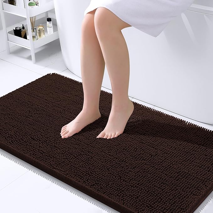 OLANLY Large Bathroom Rugs 40x24, Extra Soft Absorbent Chenille Bath Rugs by OLANLY