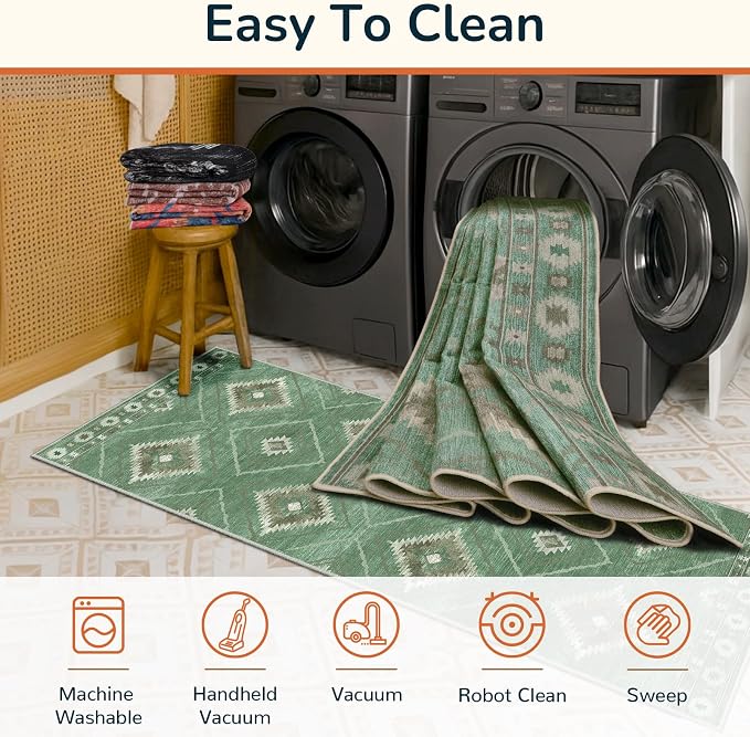 BESTSWEETIE Area Rug 8x10 Rug Machine Washable Non-Slip Low Pile Print Pattern - Image 2