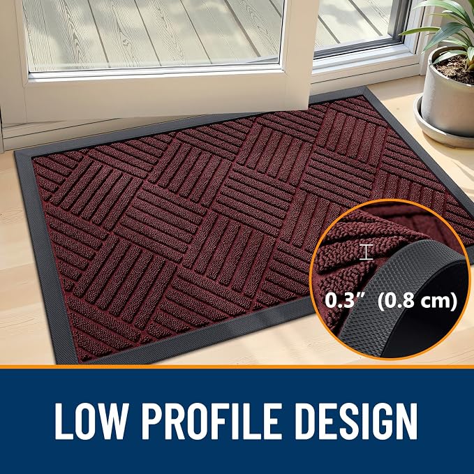 OLANLY Front Door Mat Outside Entrance 33x21, Heavy Duty Sturdy Natural Rubber - Image 4