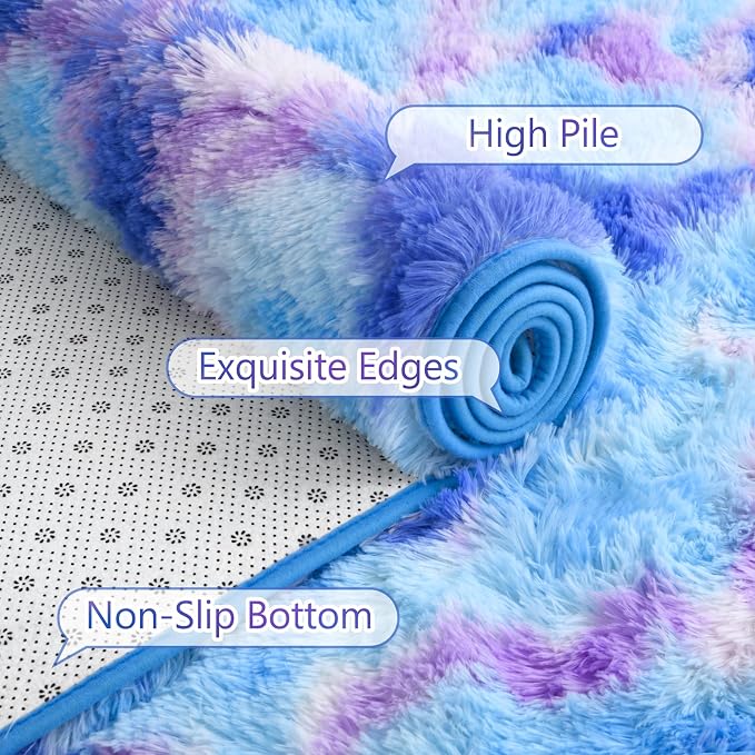 AROGAN Soft Rainbow Area Rugs for Girls Room 6x9 Feet, Fluffy Cute Colorful - Image 4