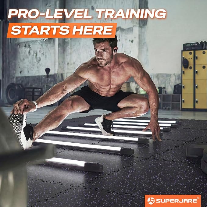 SUPERJARE 0.56'' Thick 6 Pcs 24 Sq Ft Rubber Top Exercise Equipment Mats - Image 2