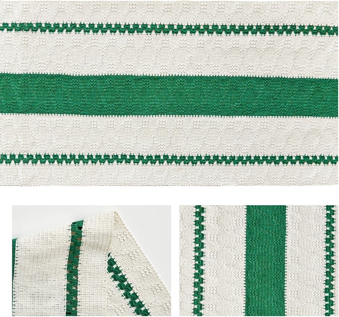 Artoid Mode Emerald Green Rustic Woven Table Runner 12x120 Inch | Holiday - Image 6