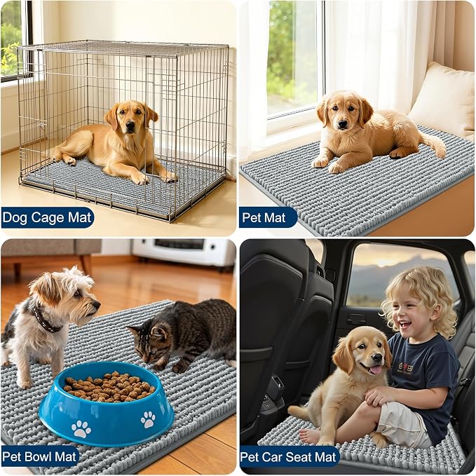 OLANLY Dog Door Mat for Muddy Paws 70x46, Ultra Absorbent Chenille Mud Doormat - Image 7