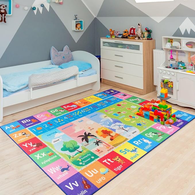 Macgace ABC Kids Rug for Playroom, 4x6 Washable Classroom Area Rugs, Toddler - Image 3