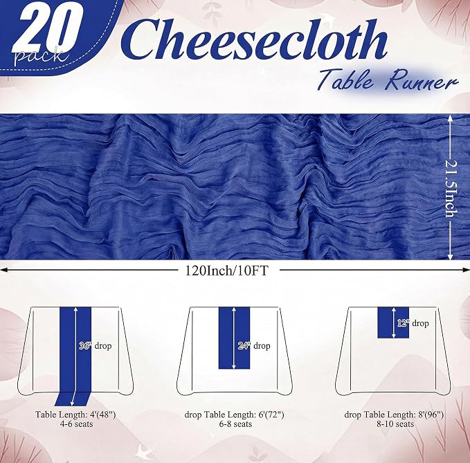 8 Packs Cheesecloth Table Runner 10FT Long Boho Gauze Fabric Table Runner - Image 4