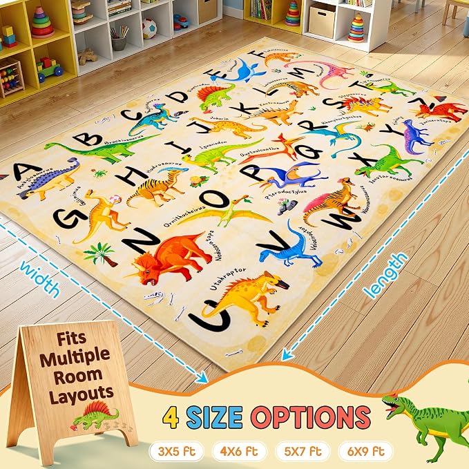 4x6 ABC Classroom Rug for Kids Playroom, Alphabet Rug - Image 2