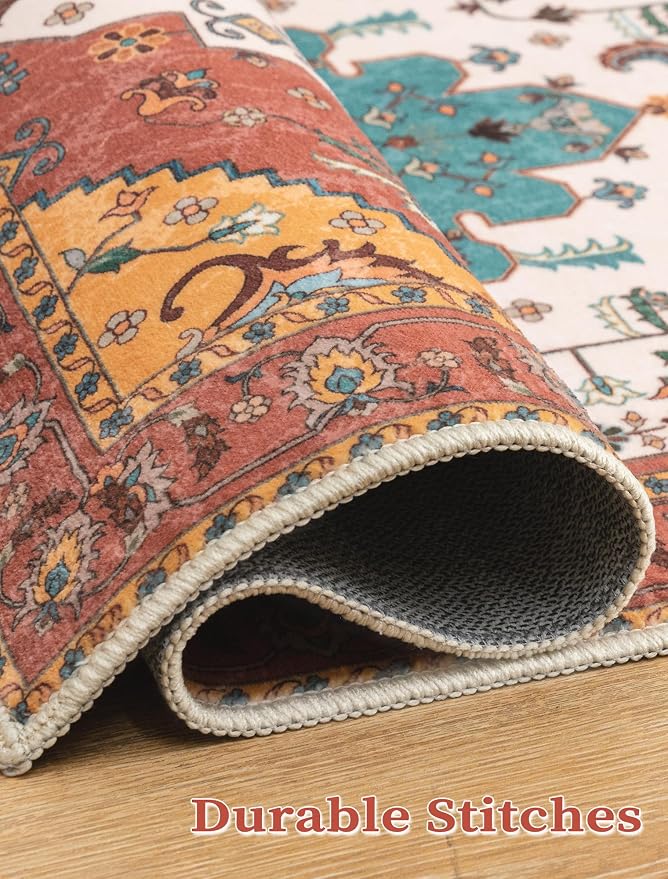 SERISSA Boho Washable Runner Rug, 2x6 Rug Non-Slip Vintage Orange Hallway - Image 8
