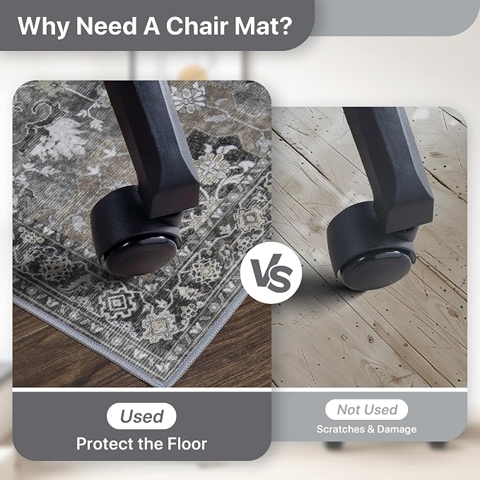 36"x60" Office Chair Mat for Hardwood Tile Floor, Under Desk Carpet Protector - Image 4