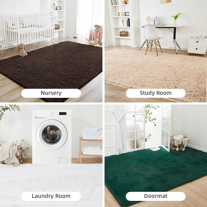 Litanika 8x10 Shag Area Rug for Living Room Bedroom, Non-Shedding Modern Indoor - Image 7
