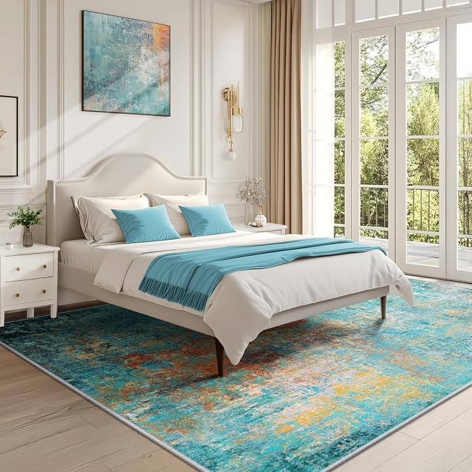 RELEANY Washable Area Rugs 7'x9' Non-Slip Modern Abstract Soft - Image 4