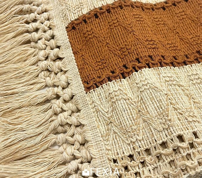 Boho Table Runner for Home Decor 12x36 Fall Coffee Table Decor Caramel | 36 - Image 3