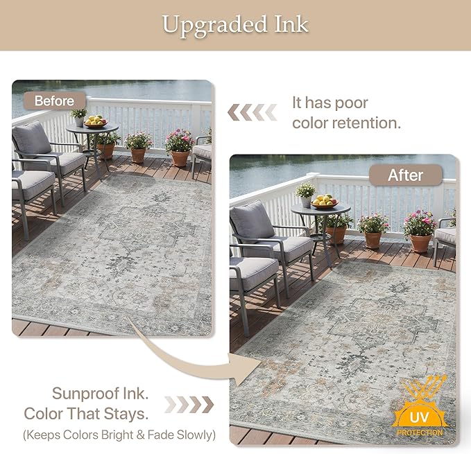 GENIMO Outdoor & Indoor Area Rug 9'x12', Waterproof, Non-Shedding, Easy Cleaning - Image 5