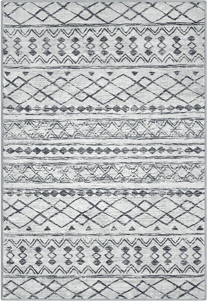 KUTA Washable Rugs 9x12 Grey, Moroccan Boho Large Area Rug Non-Slip, Ultra Soft - Image 8
